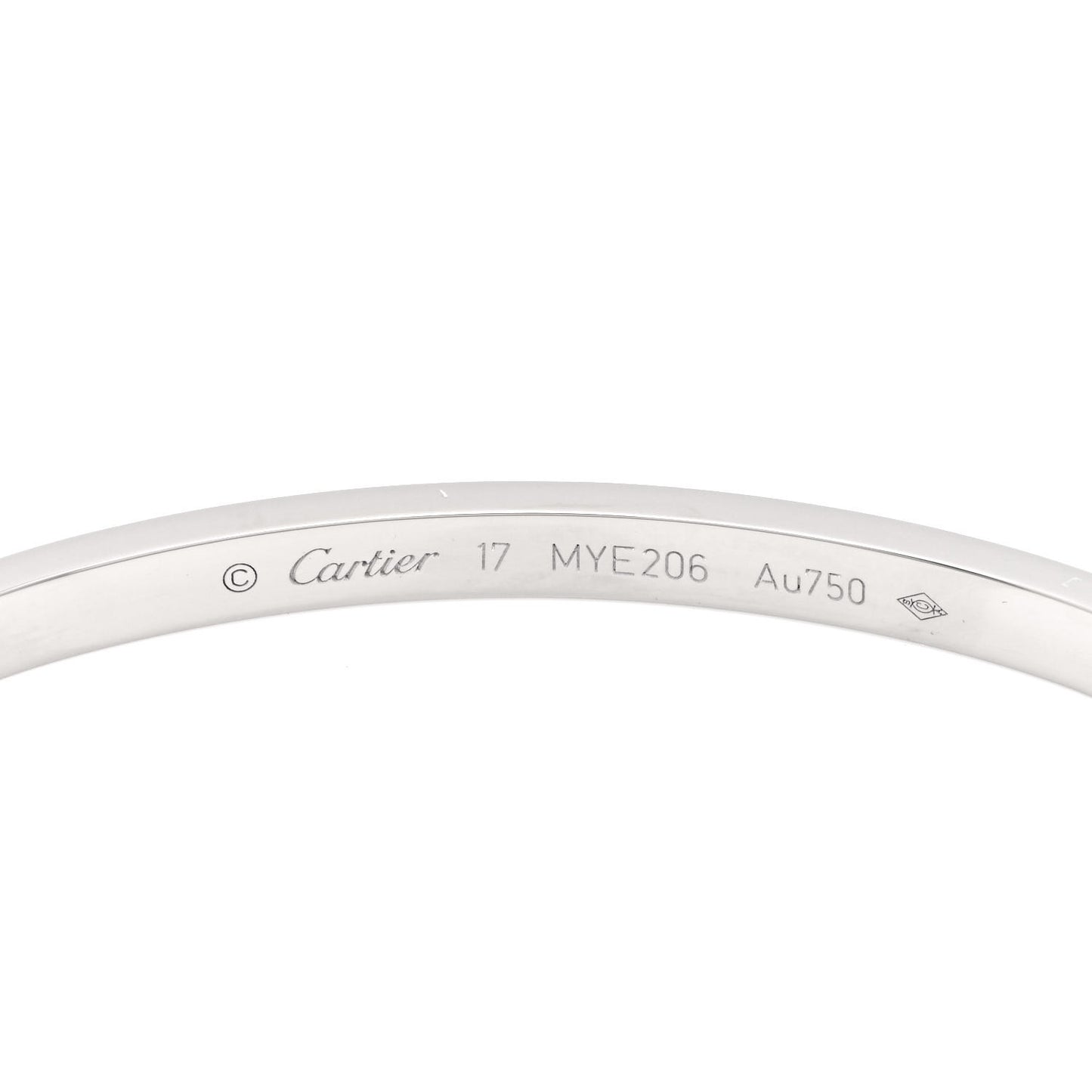 18K White Gold 6 Diamond Small LOVE Bracelet 17