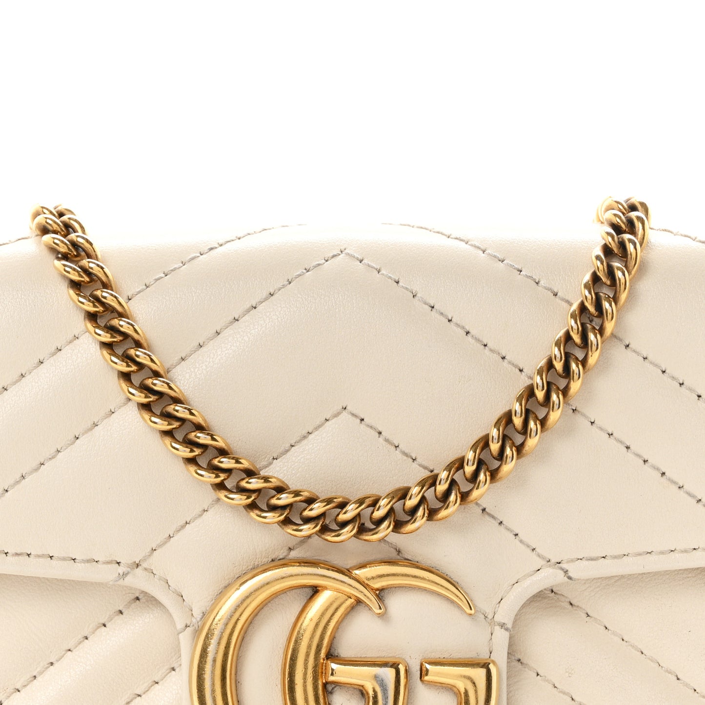 Calfskin Matelasse Super Mini GG Marmont Shoulder Bag White