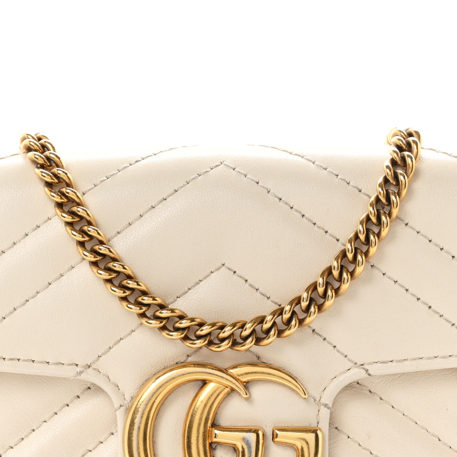 Gucci Calfskin Matelasse Super Mini GG Marmont Shoulder Bag White 8 of 11
