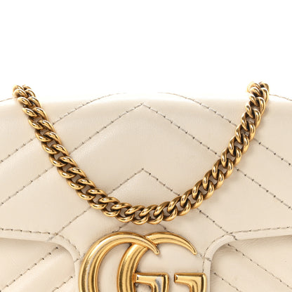 Gucci Calfskin Matelasse Super Mini GG Marmont Shoulder Bag White 8 of 11