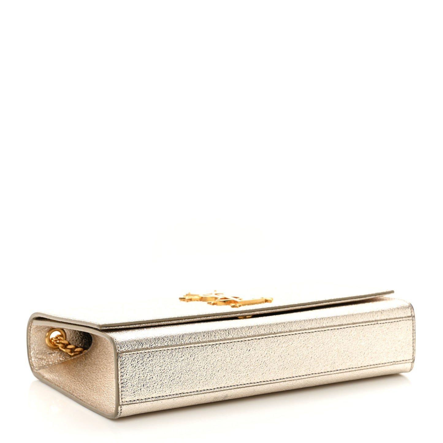 Metallic Calfskin  Star Studded Monogram Wallet on Chain Pale Gold