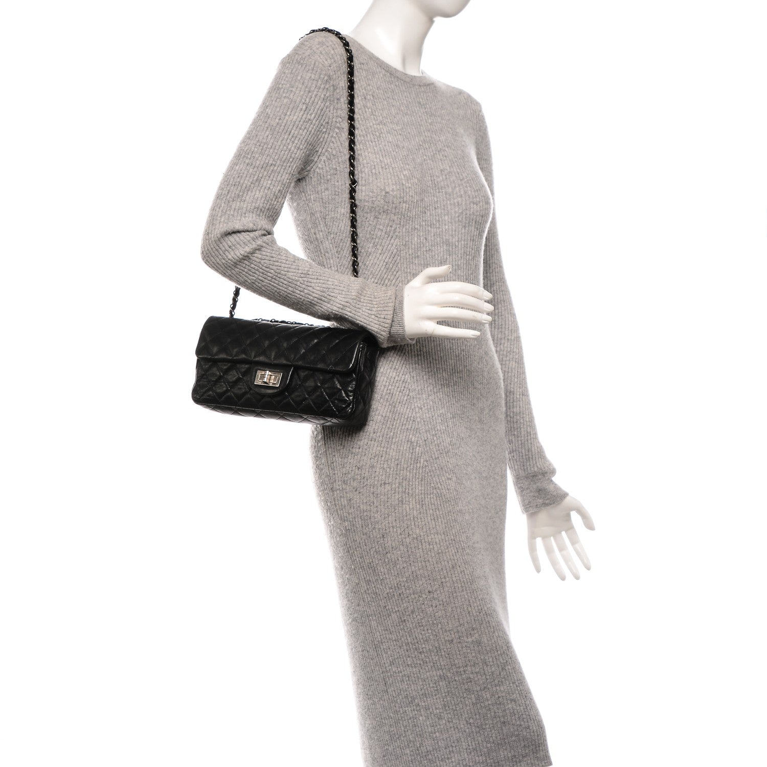 Chanel Calfskin Quilted Hybrid Reissue East West Flap Black 2 of 7