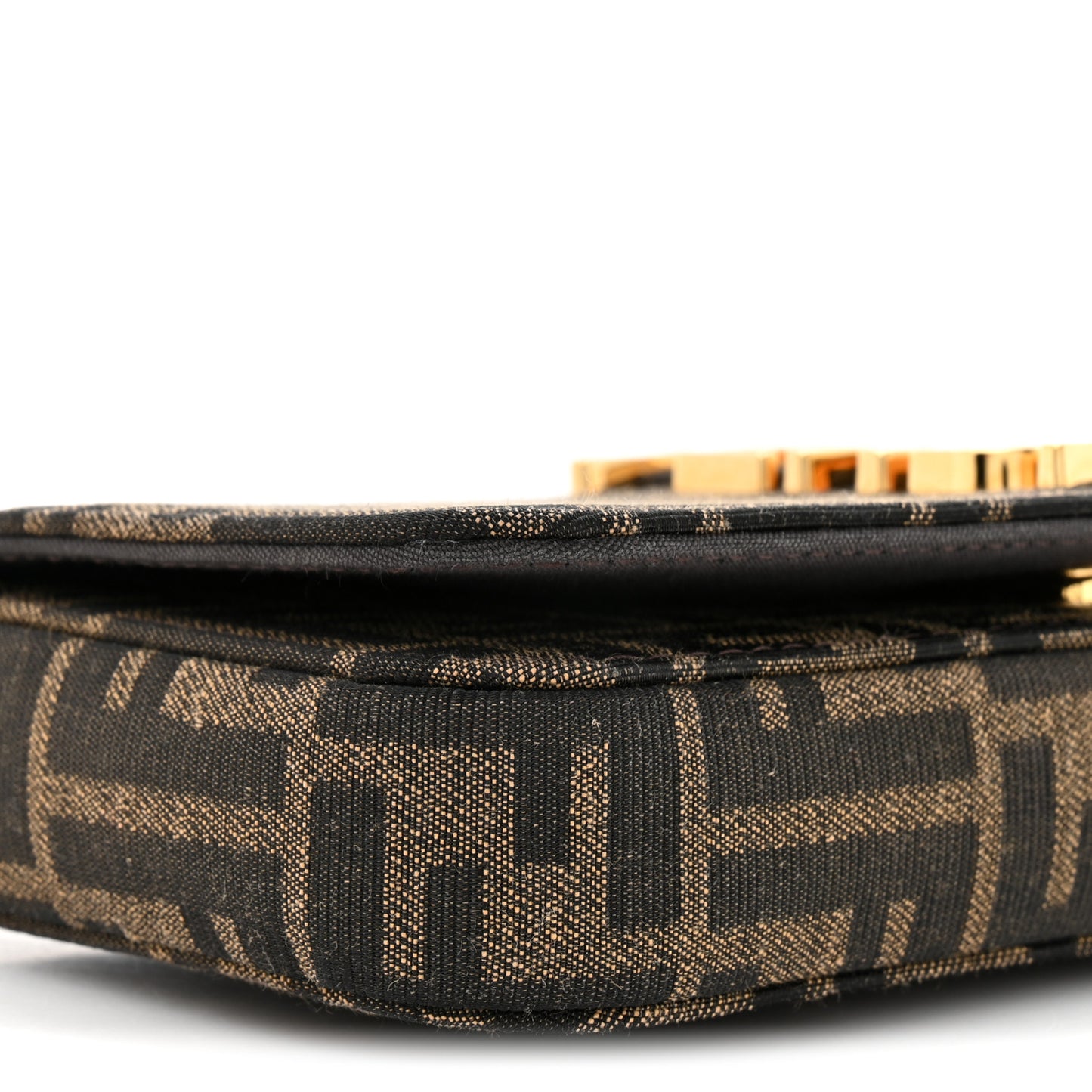 Fabric Jacquard Vitello Grace FF 1974 Fendigraphy Wallet On Chain Tobacco Moro Ebano