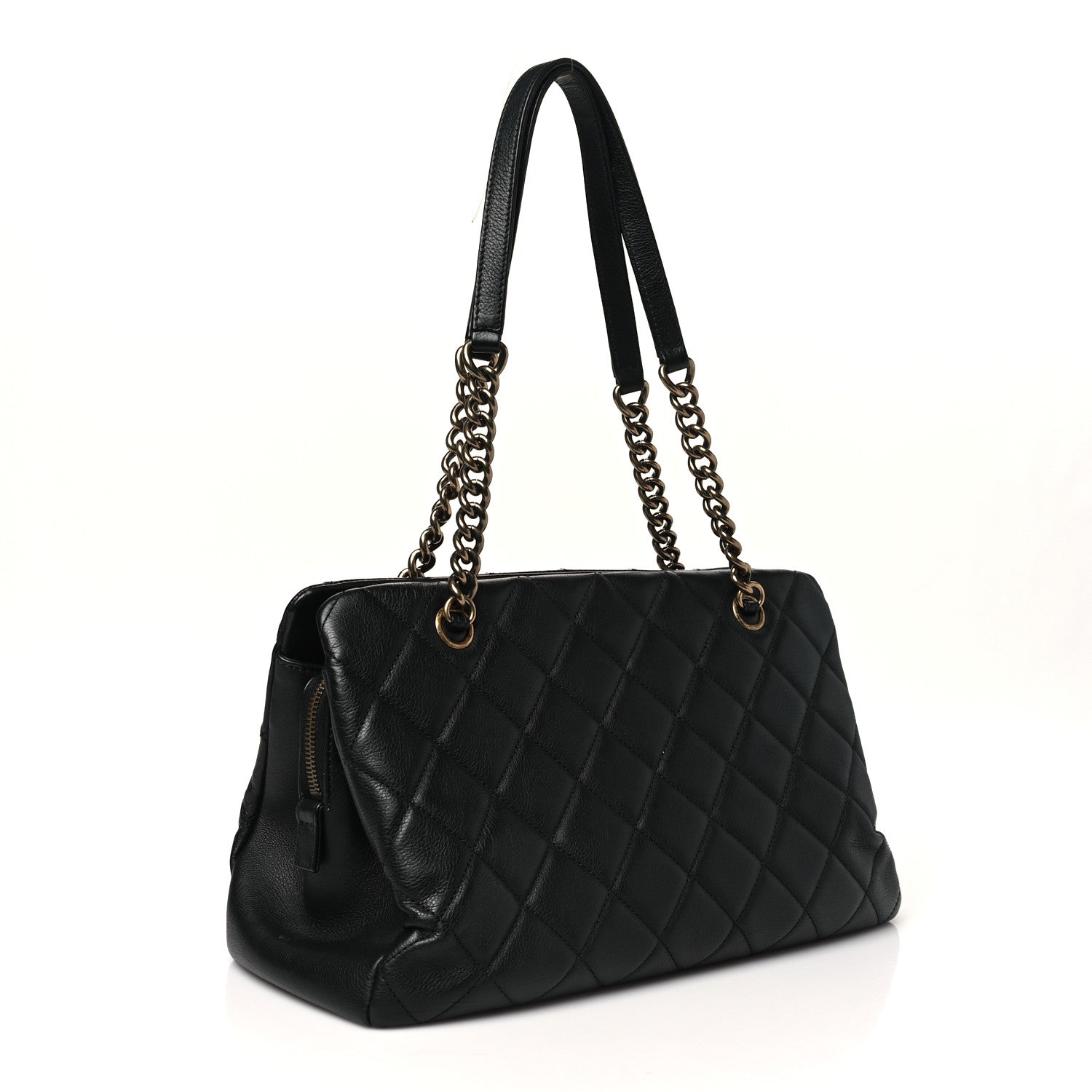 Chanel Calfskin Quilted Small CC Crown Tote Black 2 of 13