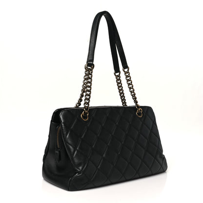 Chanel Calfskin Quilted Small CC Crown Tote Black 2 of 13