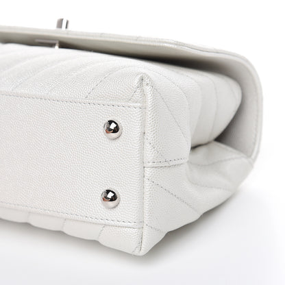 Chanel Iridescent Caviar Chevron Quilted Mini Coco Handle Flap White 9 of 11