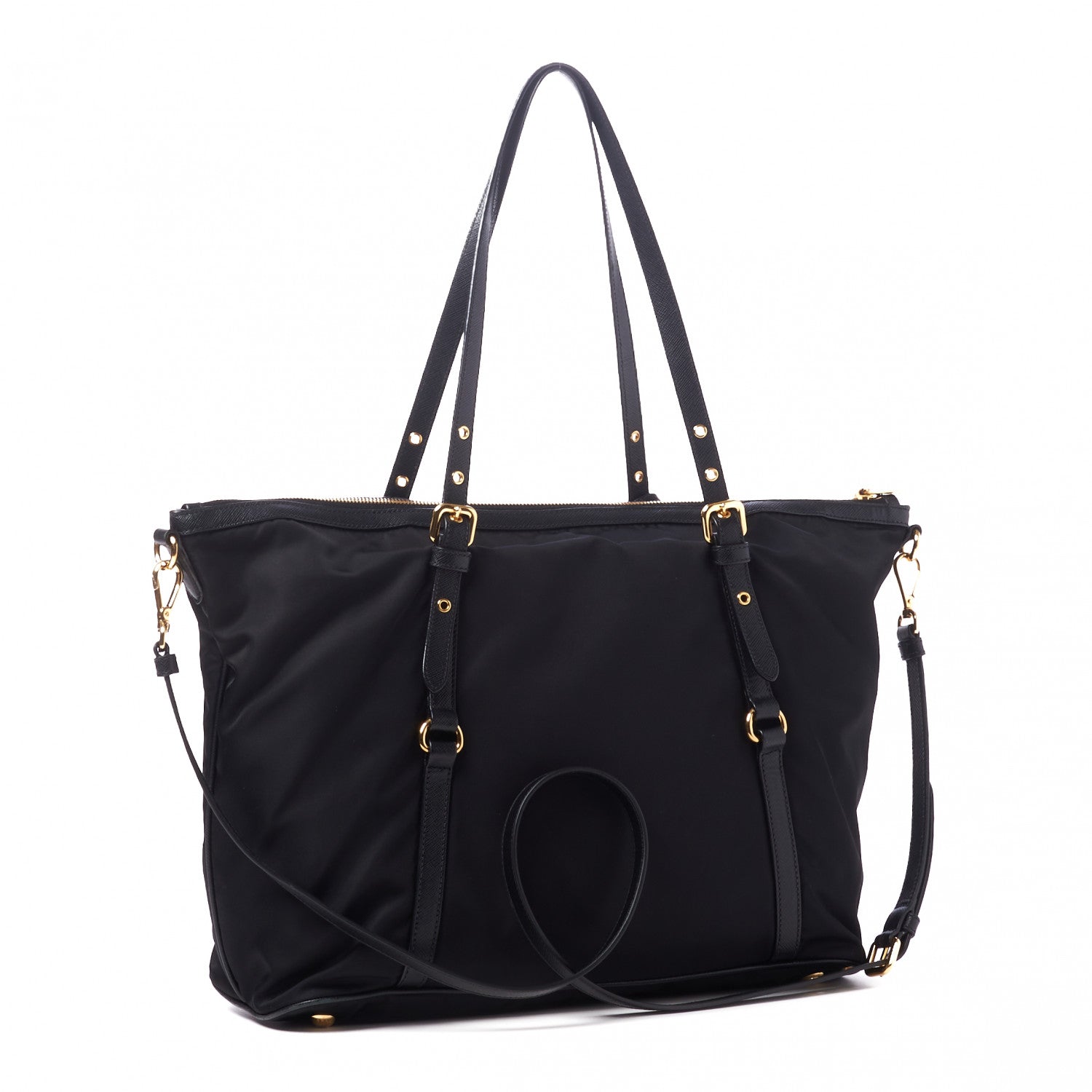 Prada Tessuto Nylon Saffiano Tote Black 2 of 8