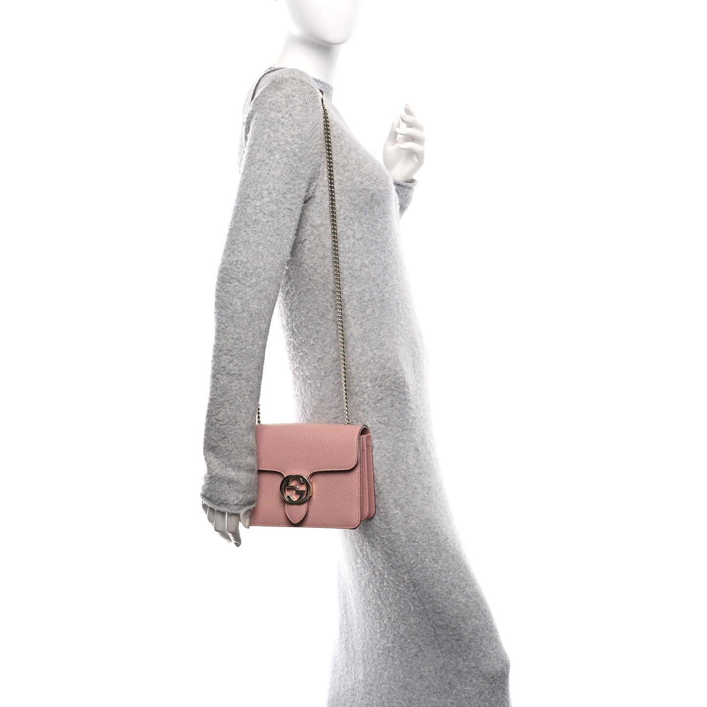 Dollar Calfskin Small Interlocking G Shoulder Bag Soft Pink