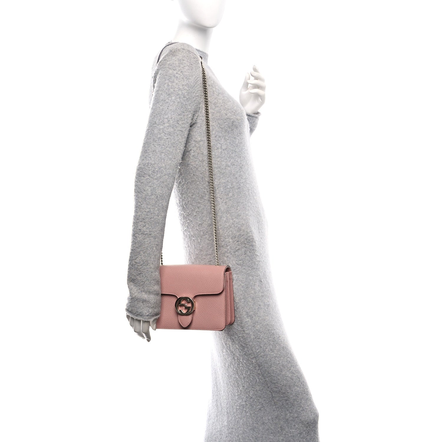 Gucci Dollar Calfskin Small Interlocking G Shoulder Bag Soft Pink 2 of 10