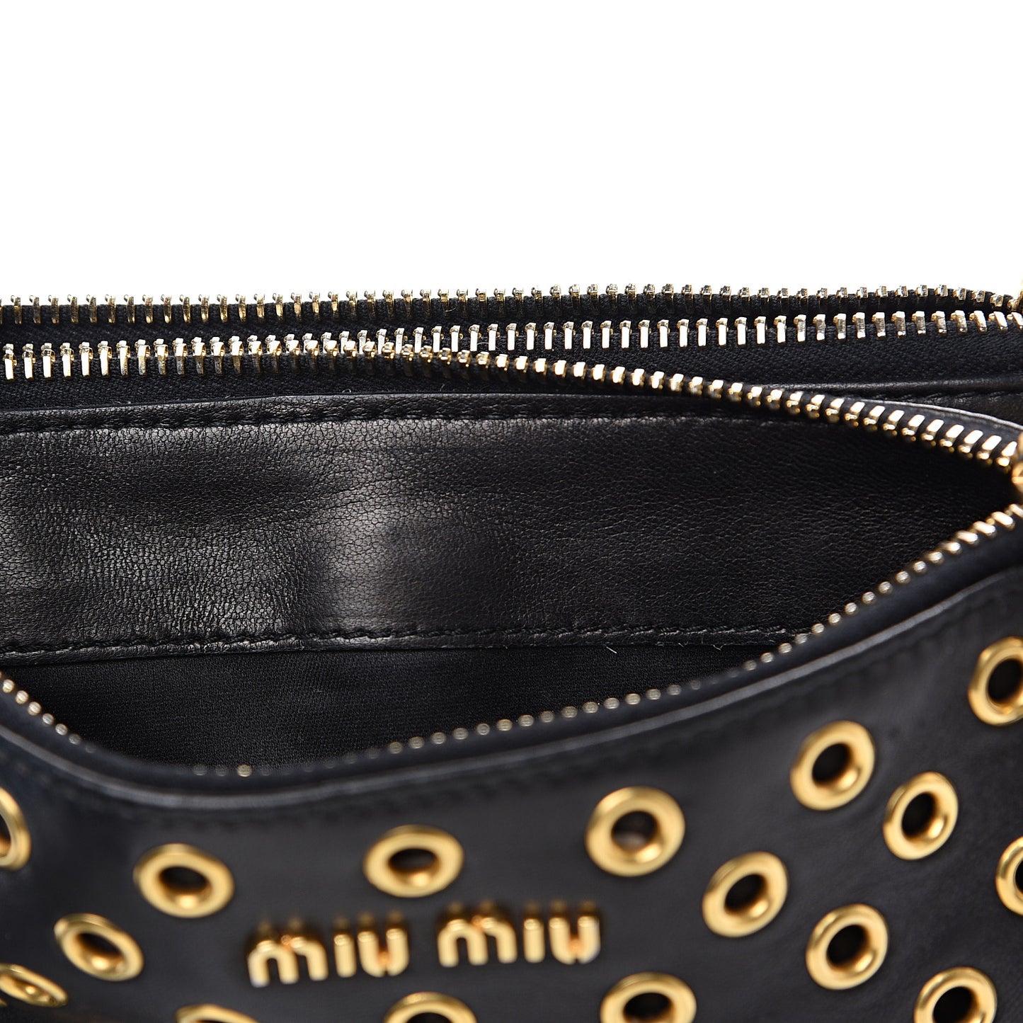 Nappa Grommet Double Zip Crossbody Bag Black