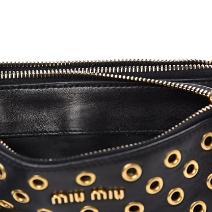 Miu Miu Nappa Grommet Double Zip Crossbody Bag Black 8 of 11