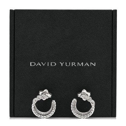 David Yurman Sterling Silver Diamond Continuance Hoop Earrings 5 of 5