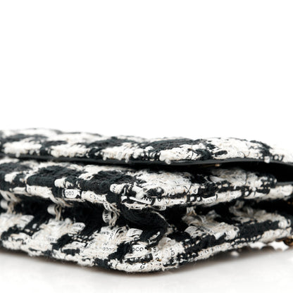 Chanel Tweed Quilted Wallet On Chain WOC Black Ecru White 10 of 11