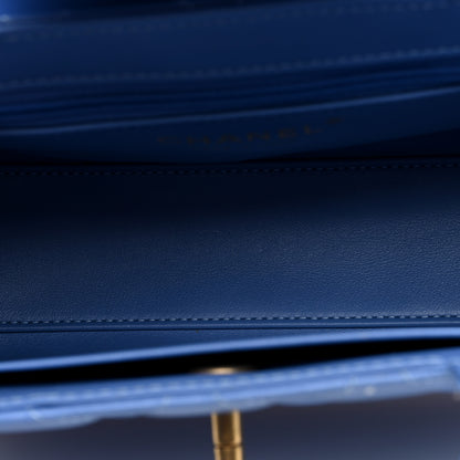 Chanel Shiny Aged Calfskin Quilted Nano Kelly Shopper Blue 5 of 10