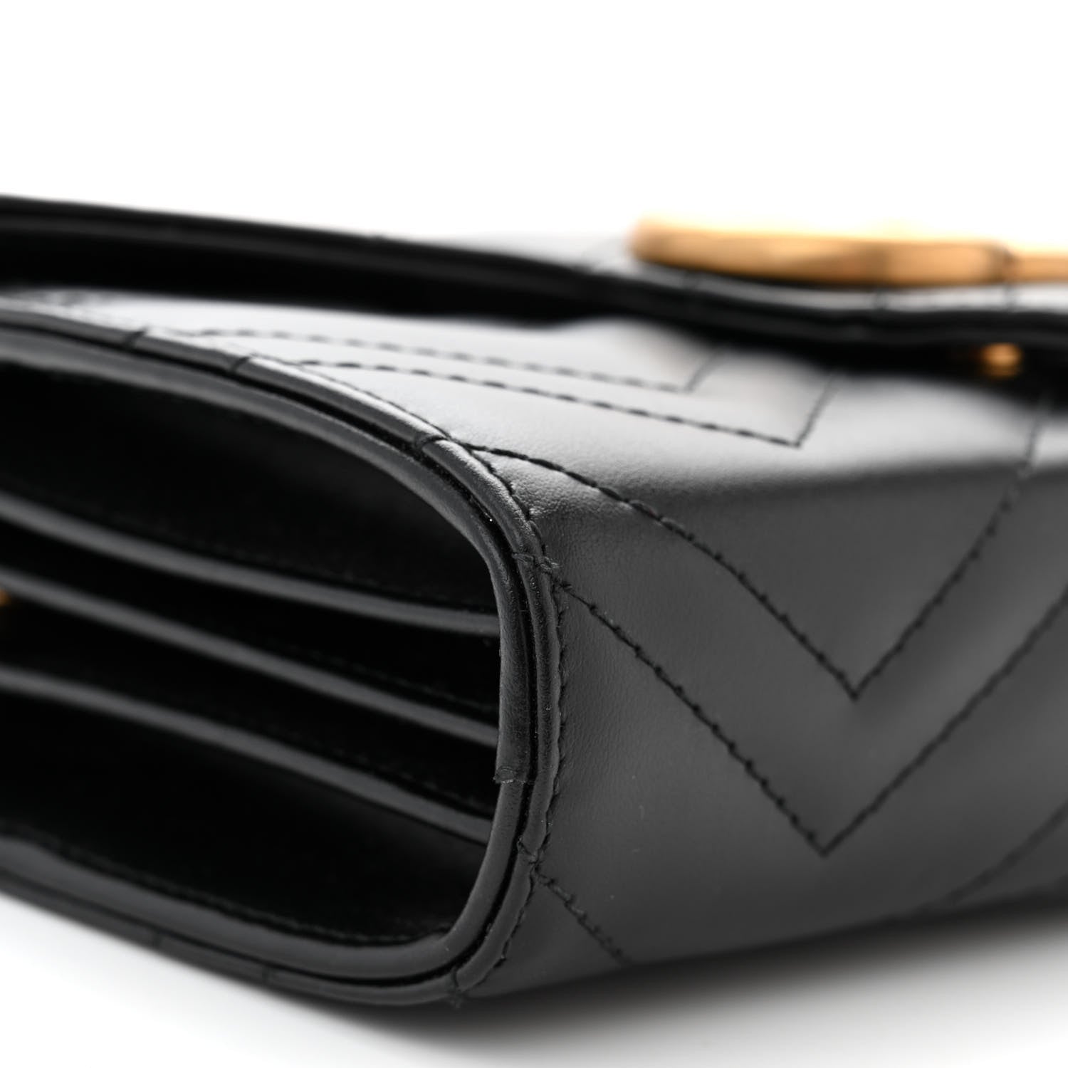 Gucci Calfskin Matelasse GG Marmont Chain Wallet Black 9 of 10