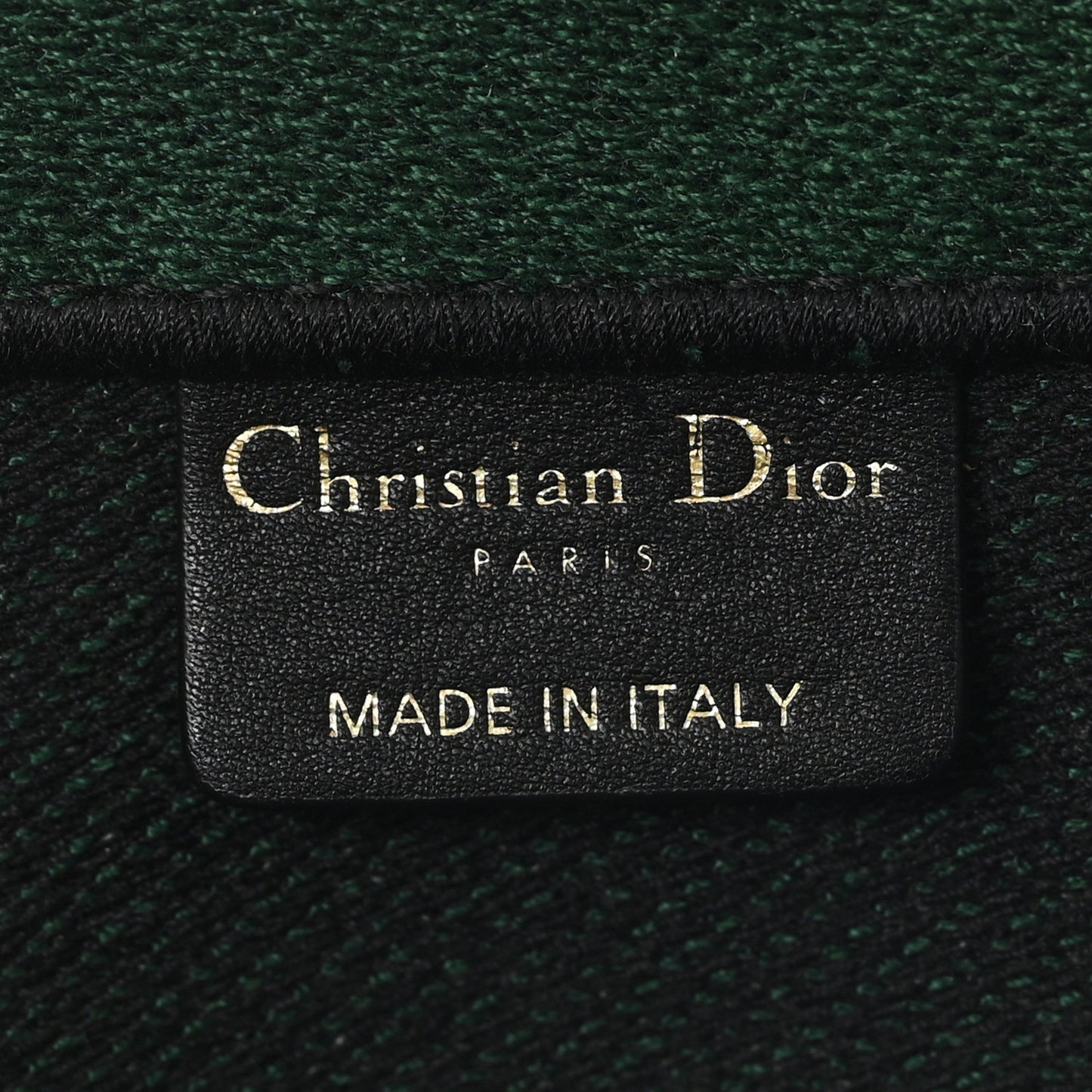 Canvas Embroidered Large Checkered Book Tote Black Green