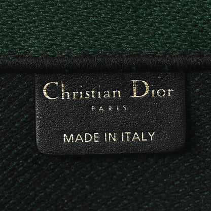 Christian Dior Canvas Embroidered Large Checkered Book Tote Black Green 5 of 11