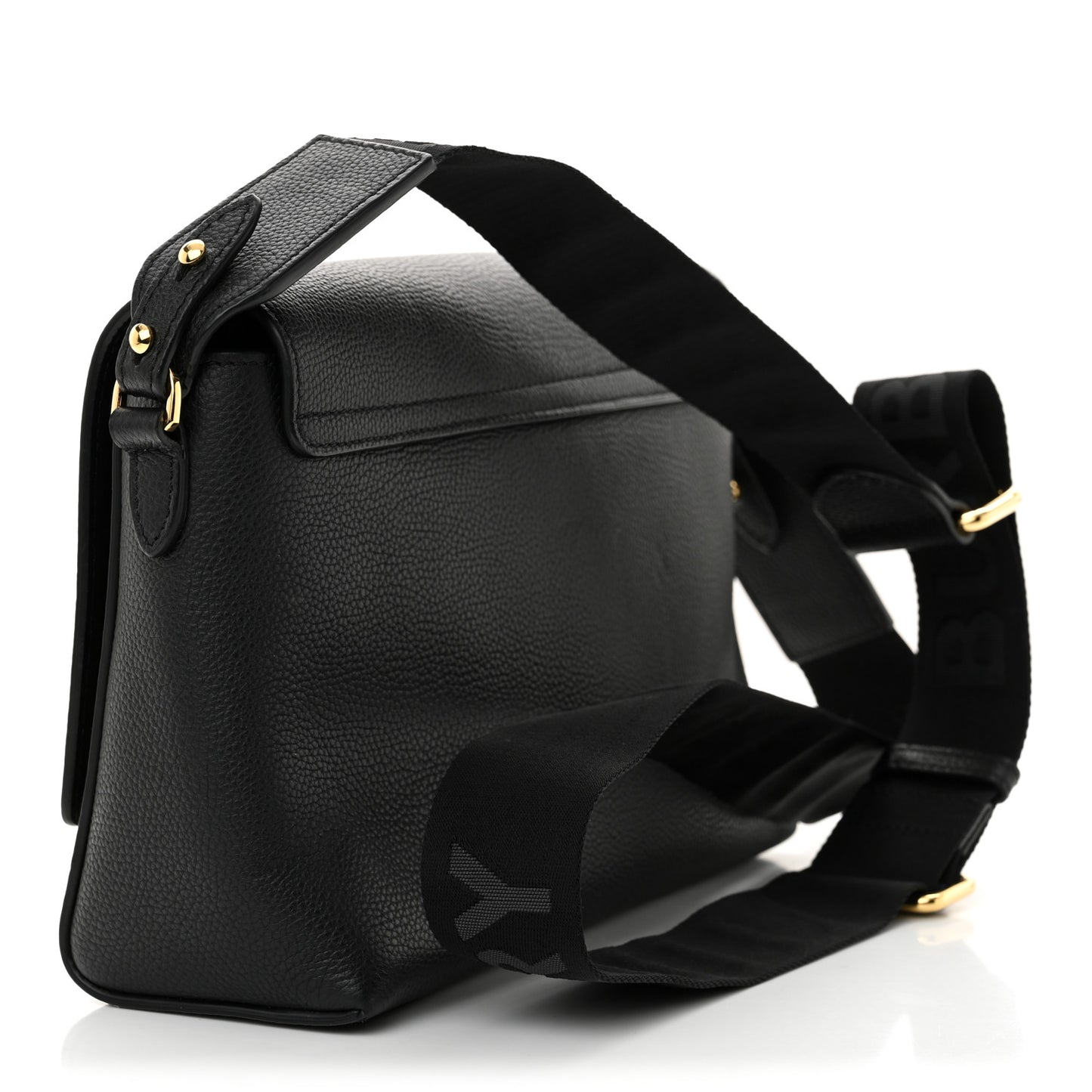 Grainy Calfskin Vintage Check Note Crossbody Bag Black