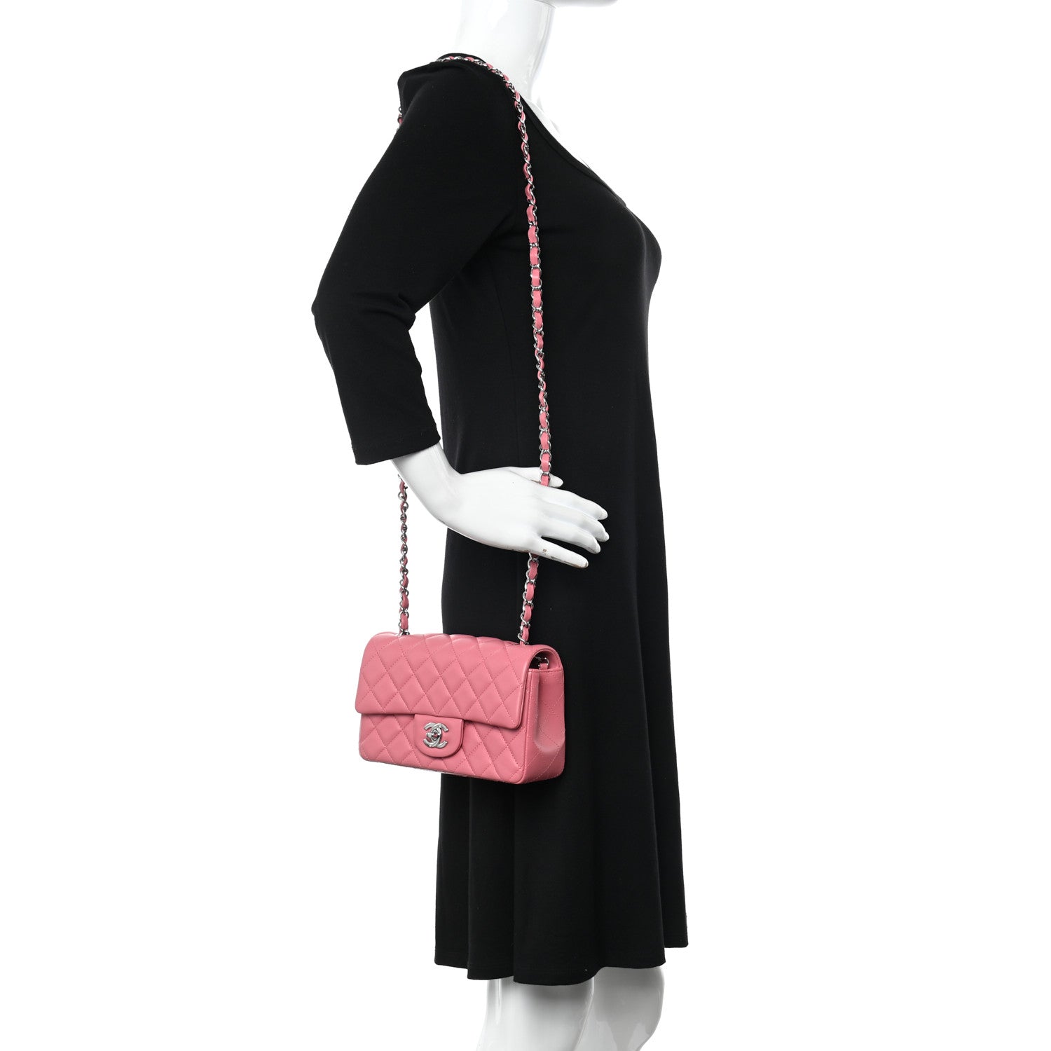 Chanel Lambskin Quilted Mini Rectangular Flap Pink 2 of 12