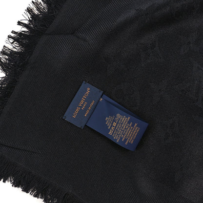 Louis Vuitton Silk Wool Monogram Shawl Black 3 of 3
