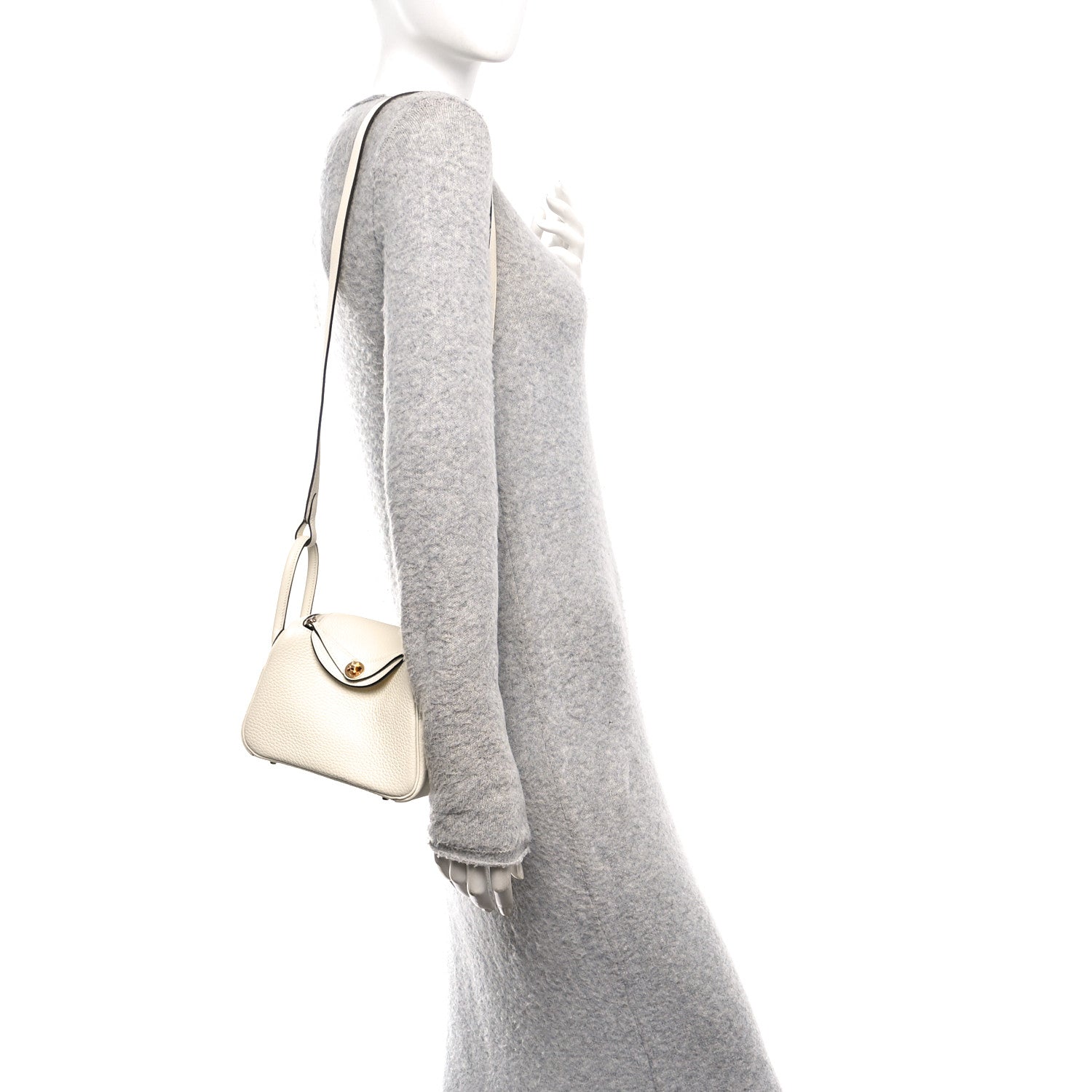 Hermes Taurillon Clemence Mini Lindy 20 So Cream 2 of 11