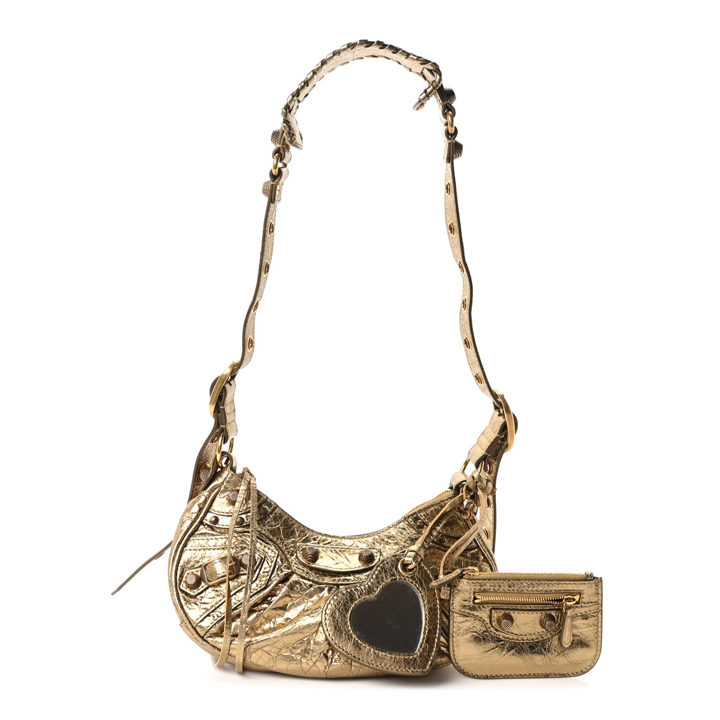 Metallic Agneau Arena Le Cagole Shoulder Bag XS Gold