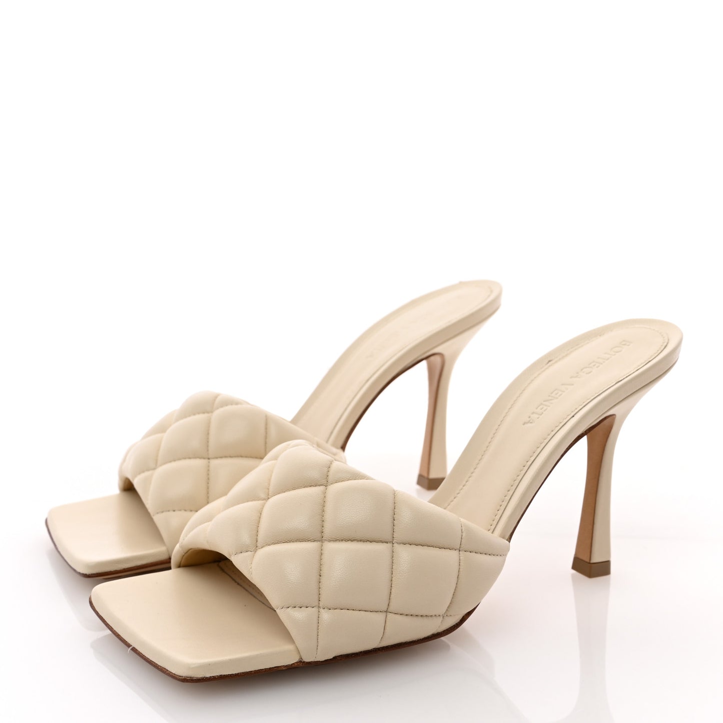 Nappa Quilted Rubber Lido Mule Sandals 37.5 Sea Salt
