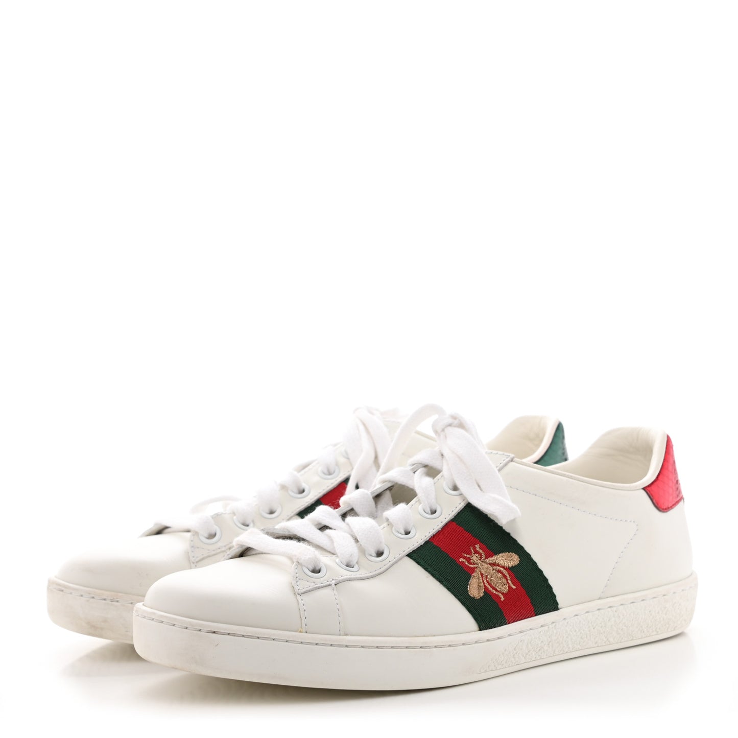 Calfskin Ayers Bee Embroidered Womens Ace Sneakers 36.5 White Green