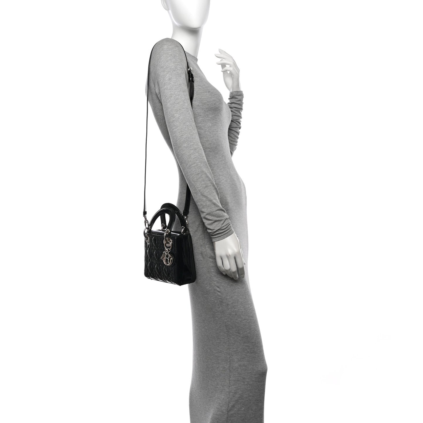 Patent Cannage Mini Lady Dior Black