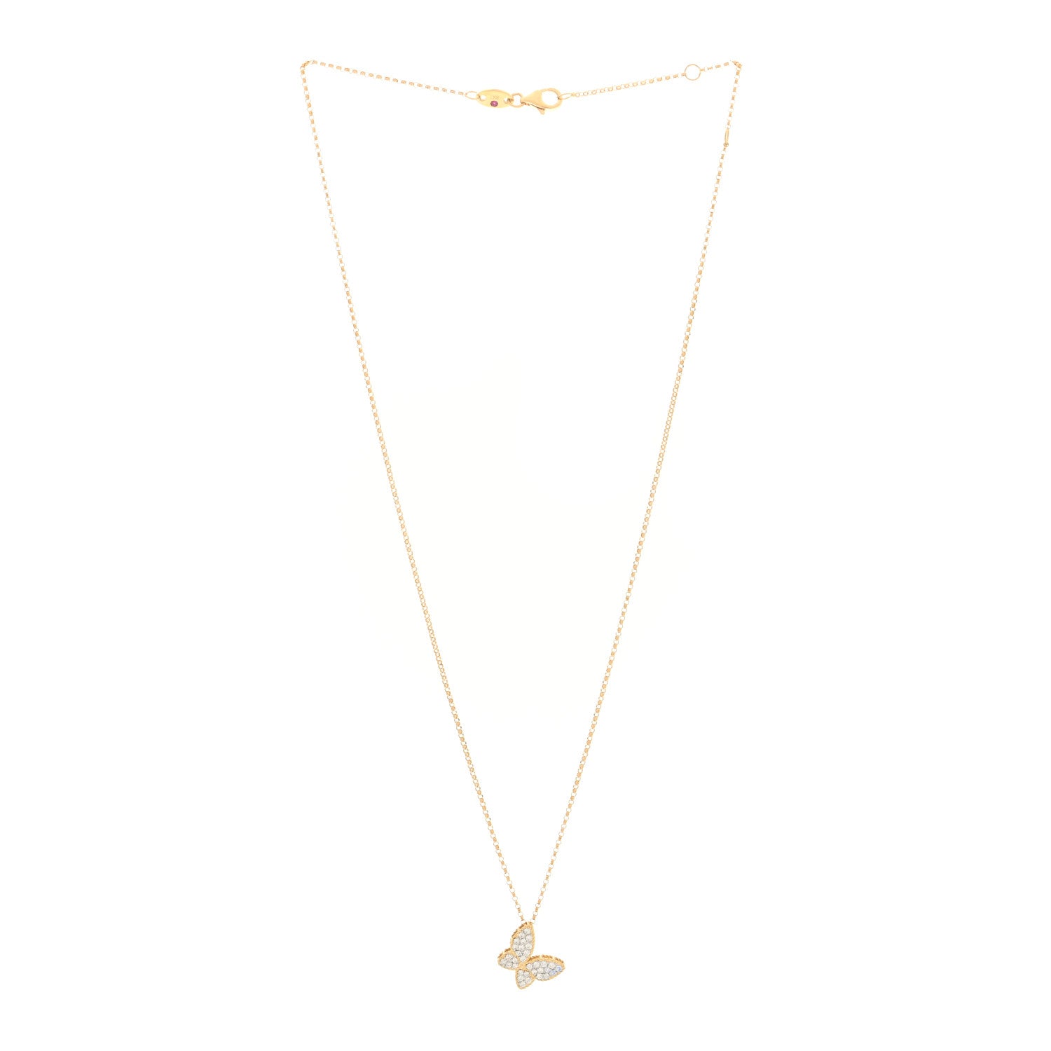 Roberto Coin 18K Yellow Gold Diamond Princess Butterfly Pendant Necklace 3 of 5