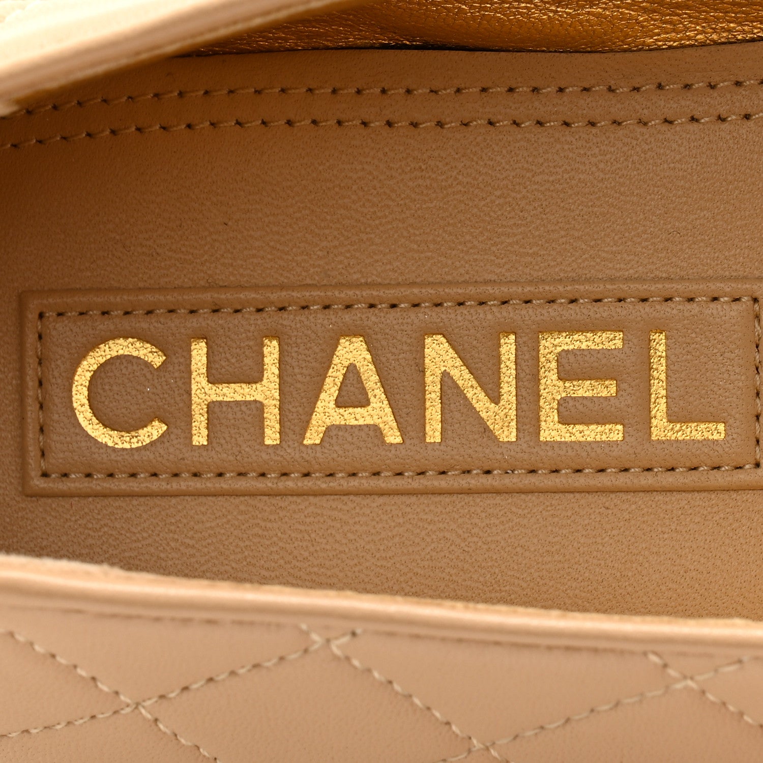 Chanel Lambskin Quilted CC Ballerina Flats 38.5 Light Beige 5 of 9