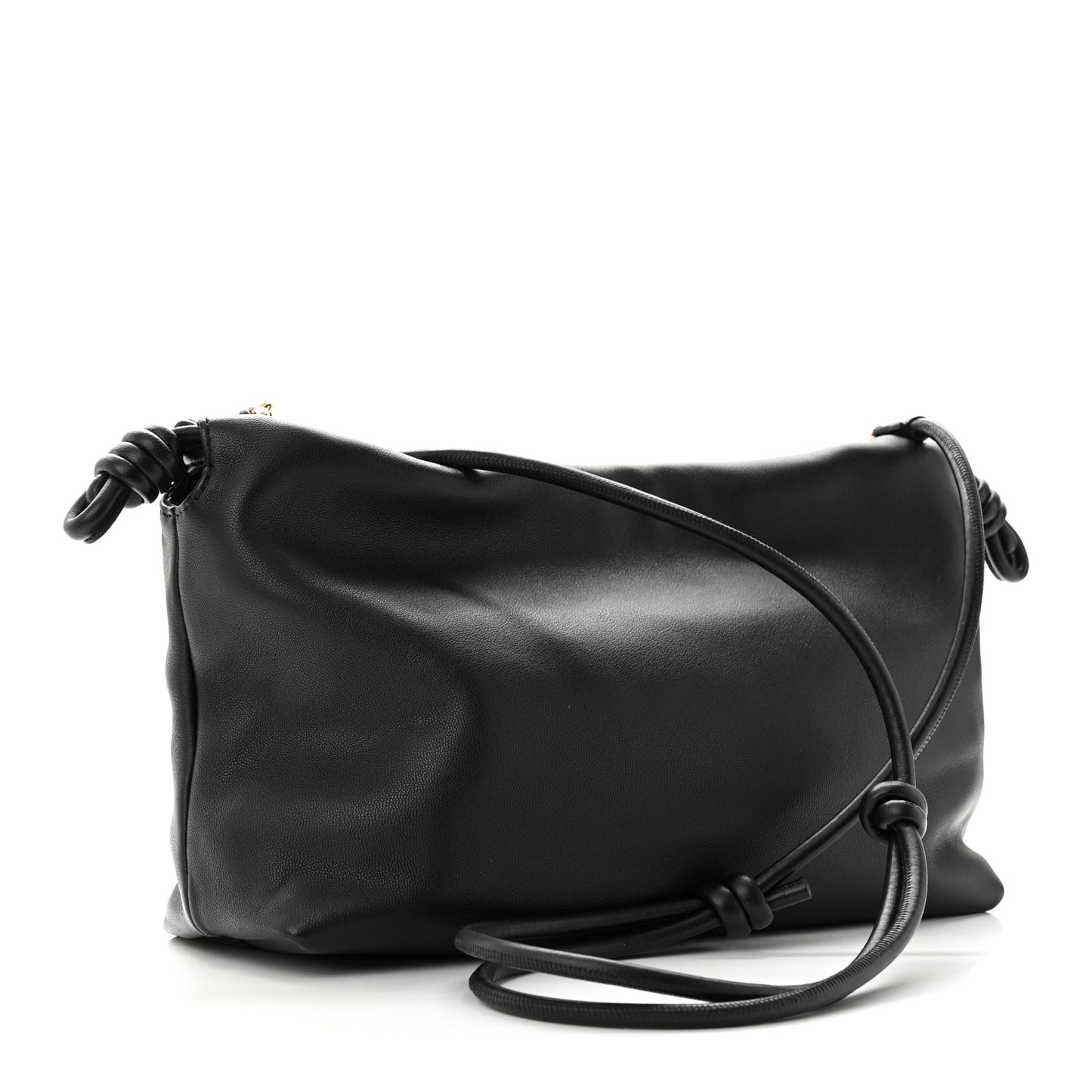 Mellow Nappa Donut Chain Flamenco Knot Clutch Black