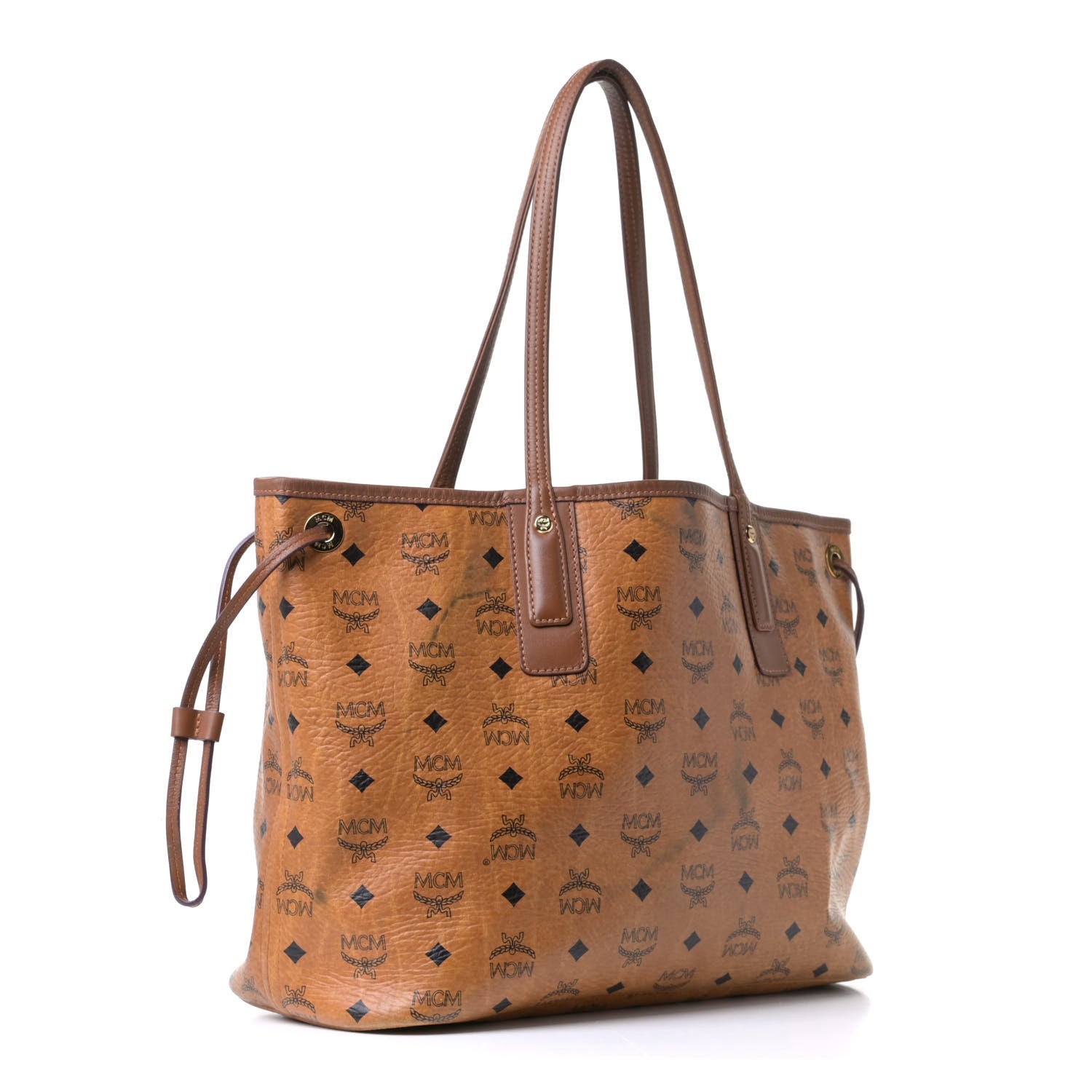 MCM Visetos Medium Liz Reversible Shopper Tote Cognac 3 of 11