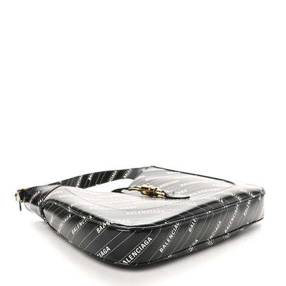 Gucci X BALENCIAGA Calfskin Logo Print Medium Jackie 1961 Hobo Black 4 of 10