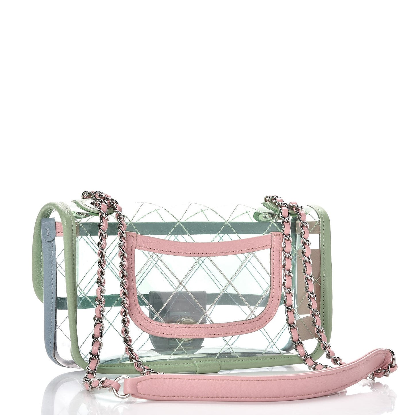 Lambskin PVC Quilted Mini Coco Splash Flap Blue Green