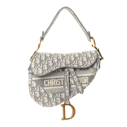 Christian Dior Oblique Embroidered Saddle Bag Gray 1 of 9