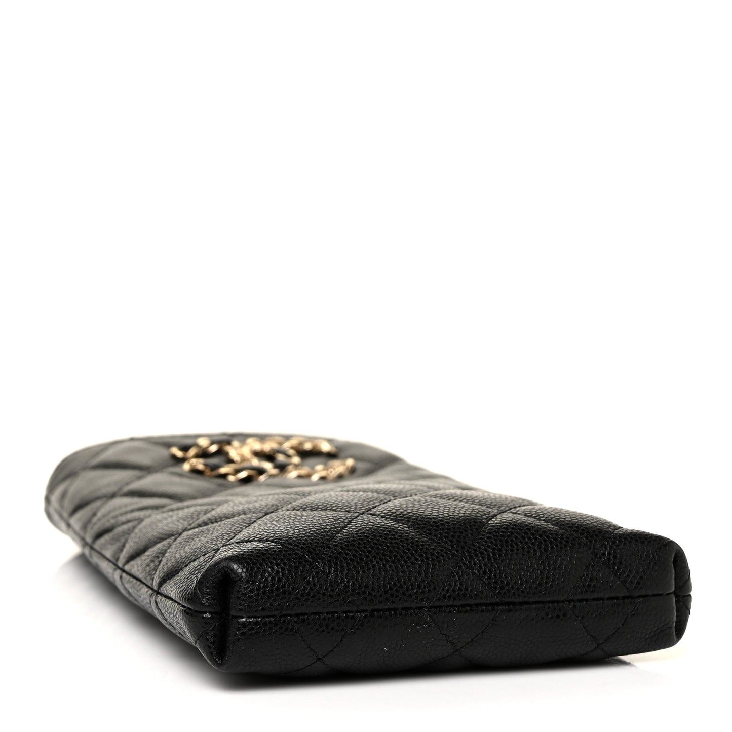 Caviar Quilted French New Wave Phone Holder With Chain Black