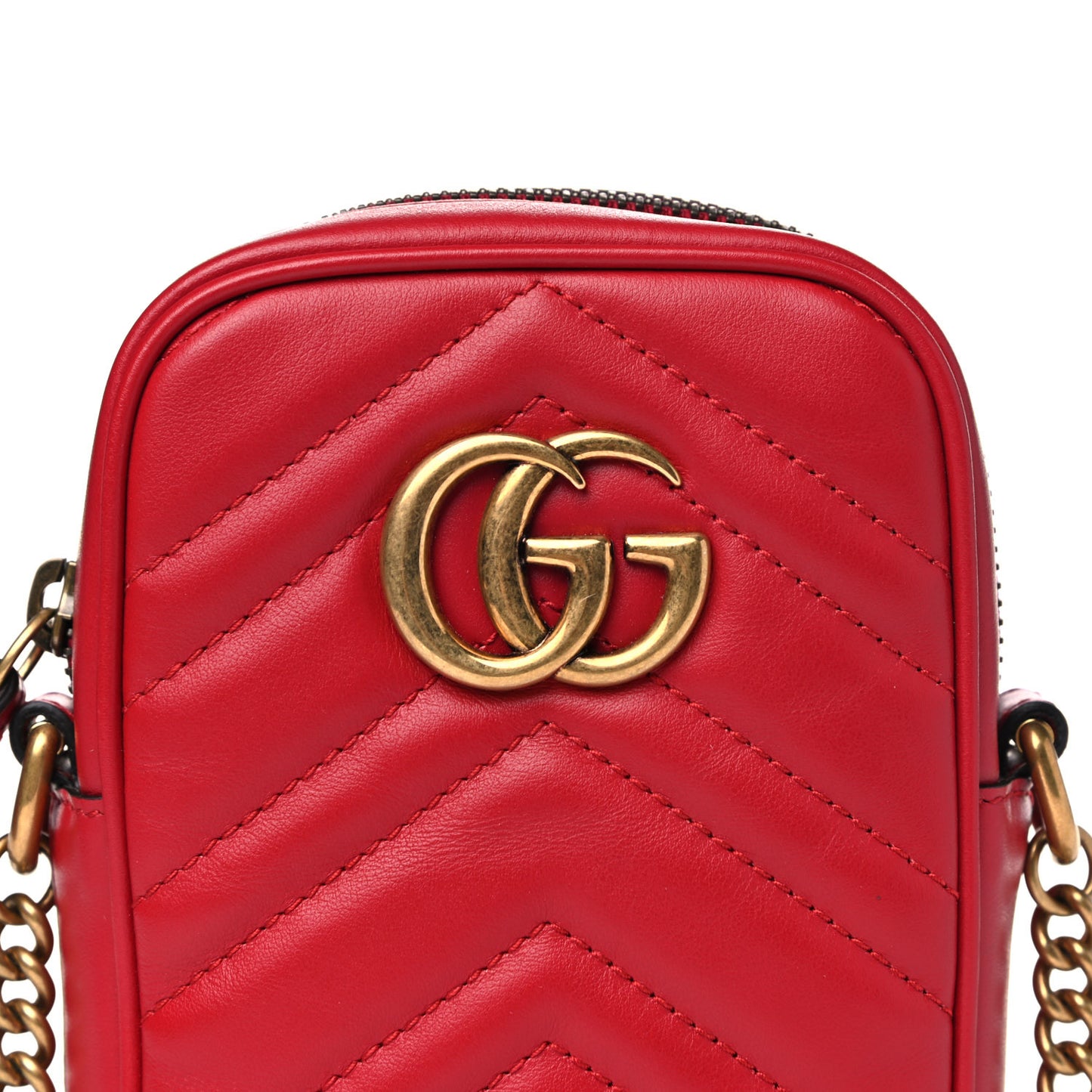Calfskin Matelasse Mini GG Marmont Crossbody Bag Hibiscus Red