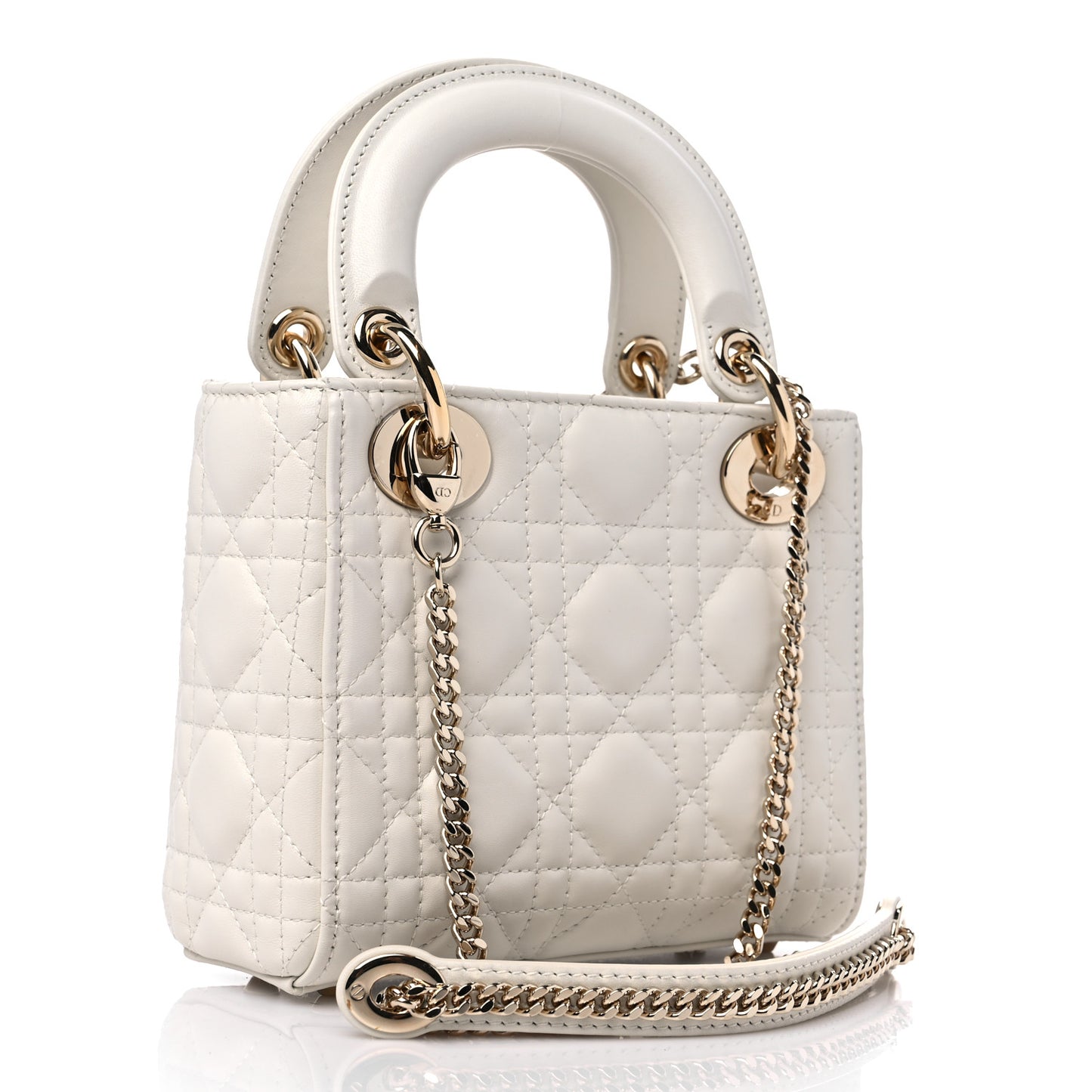 Lambskin Cannage Mini Lady Dior White