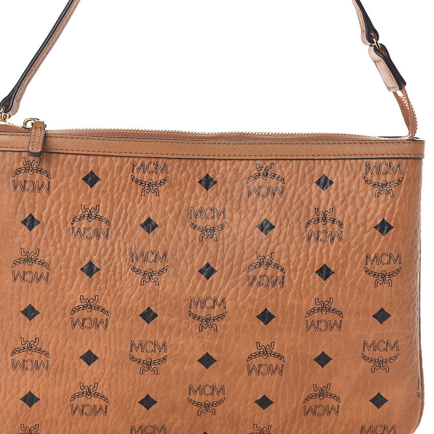 MCM Visetos Medium Stark Wristlet Pouch Cognac 7 of 9