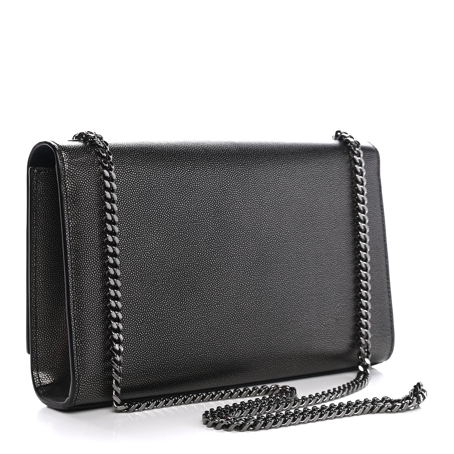 Metallic Grain De Poudre Medium Classic Monogram Kate Satchel Dark Lead