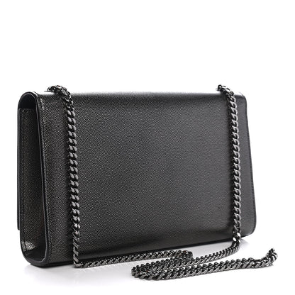 Saint Laurent Metallic Grain De Poudre Medium Classic Monogram Kate Satchel Dark Lead 3 of 7