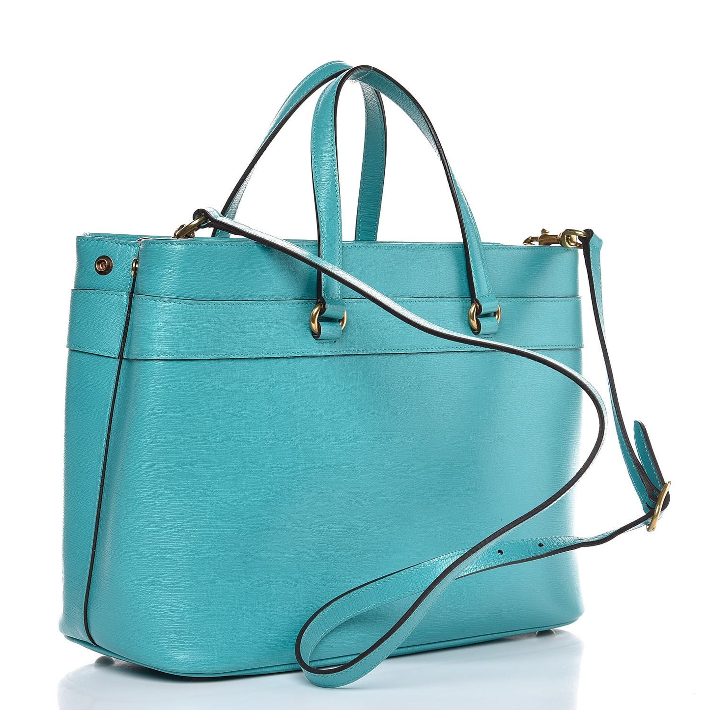 Calfskin Medium Bright Bit Top Handle Tote Turquoise