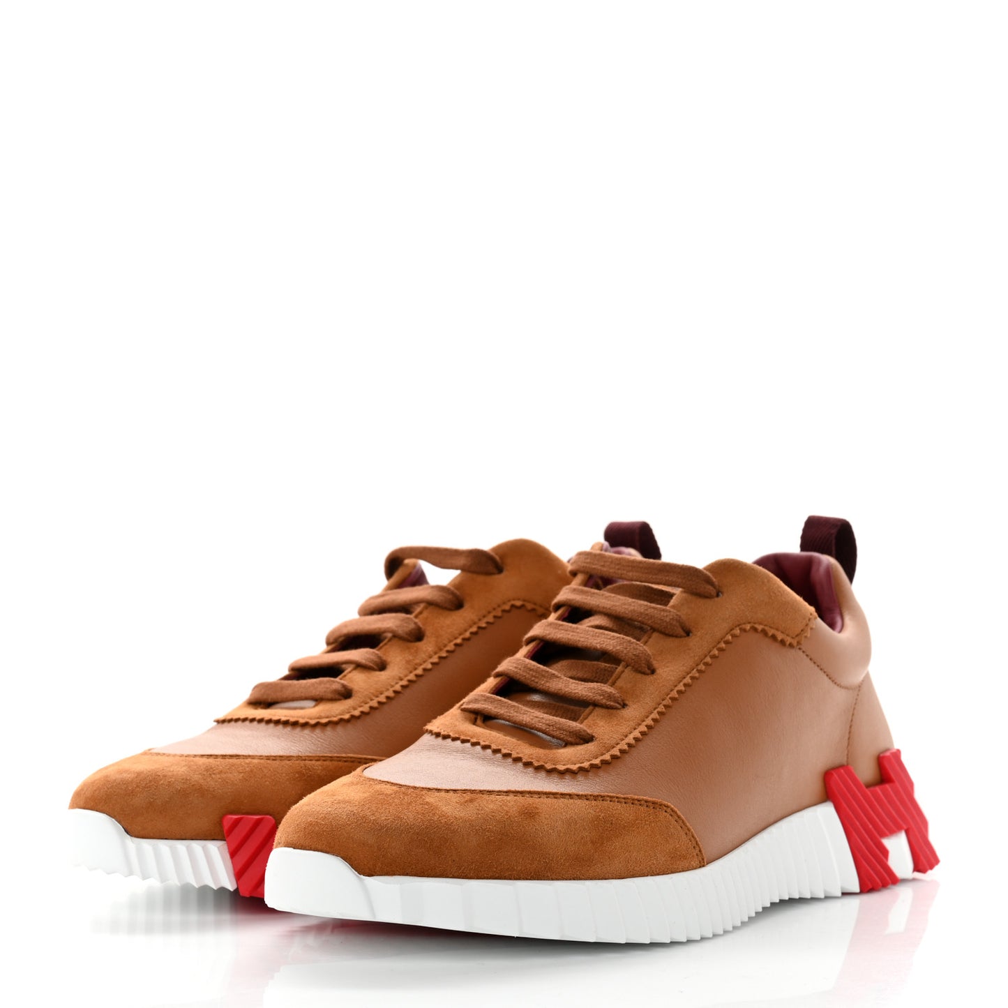 Calfskin Suede Goatskin Mens Bouncing Sneakers 40 Naturel