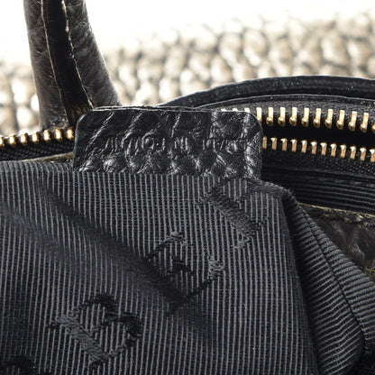 Burberry Gradient Metallic Signature Grain Medium Dewsbury Tote Black Gold 7 of 13