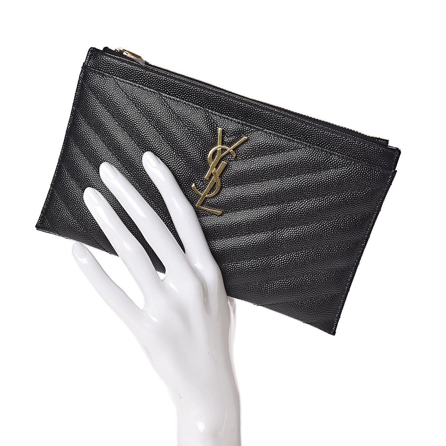 Grain De Poudre Chevron Monogram Bill Pouch Black