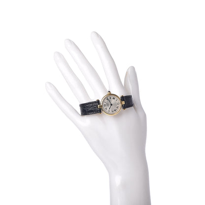 Cartier Sterling Silver Vermeil Alligator 23mm Must De Cartier Round Quartz Watch Blue 2 of 7