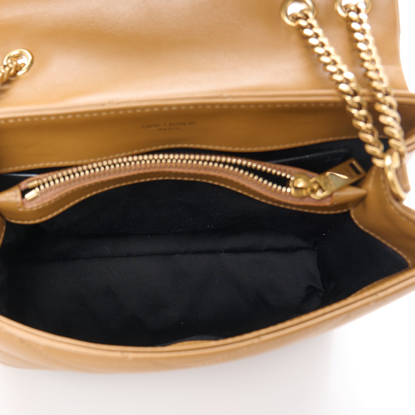 Calfskin Y Quilted Monogram Small Loulou Chain Satchel Dark Natural