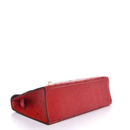 Hermes Ostrich Kelly Pochette Rouge Vif 5 of 35
