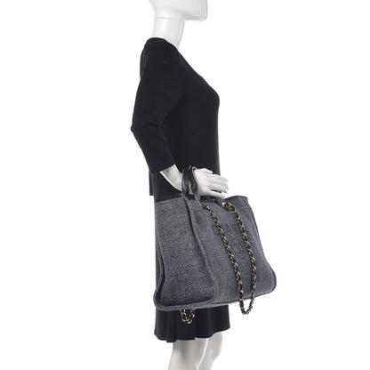 Chanel Woven Straw Raffia Large Deauville Tote Grey 2 of 11